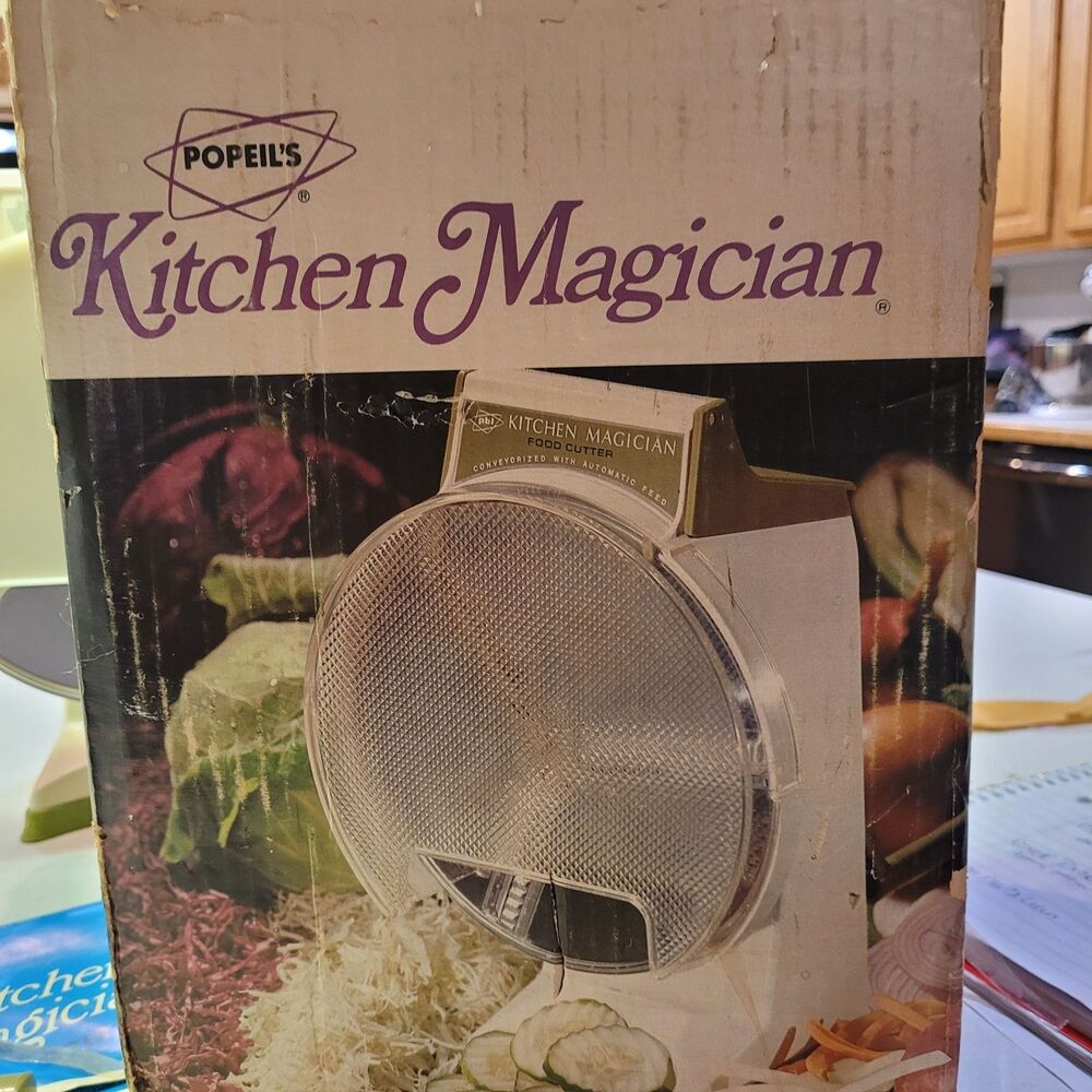 Vintage 1970 Popeil's Kitchen Magician Food Cutter in Box Made in USA Very Nice